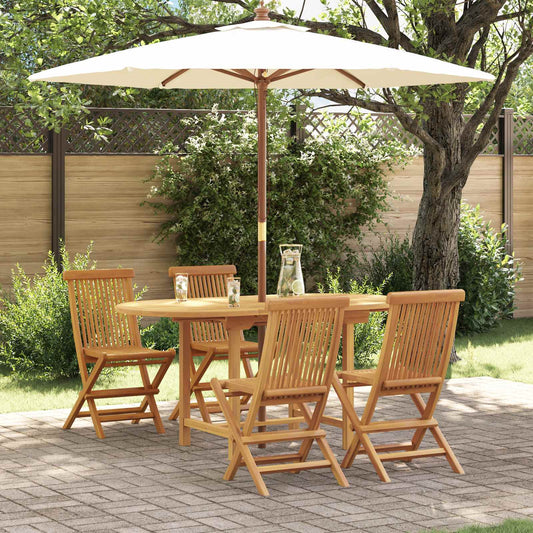 Tuin eettafelset 5 pcs Bruin Massief Teakhout is nu te koop bij PeponiXL, paradijselijk wonen!