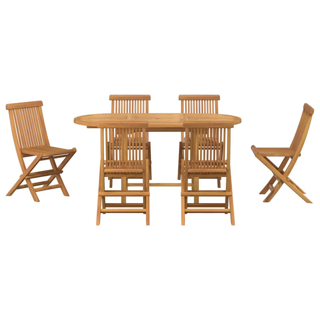 Tuin eettafelset 7 pcs Bruin Massief Teakhout is nu te koop bij PeponiXL, paradijselijk wonen!