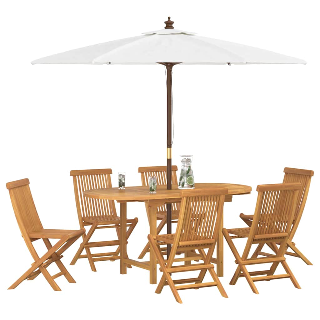 Tuin eettafelset 7 pcs Bruin Massief Teakhout is nu te koop bij PeponiXL, paradijselijk wonen!