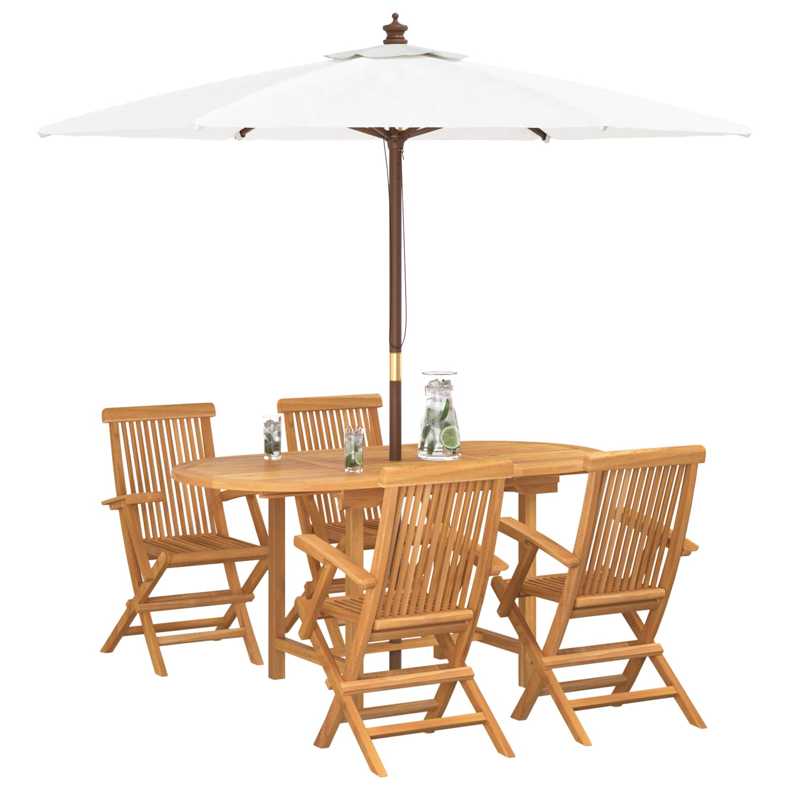 Tuin eettafelset 5 pcs Bruin Massief Teakhout is nu te koop bij PeponiXL, paradijselijk wonen!