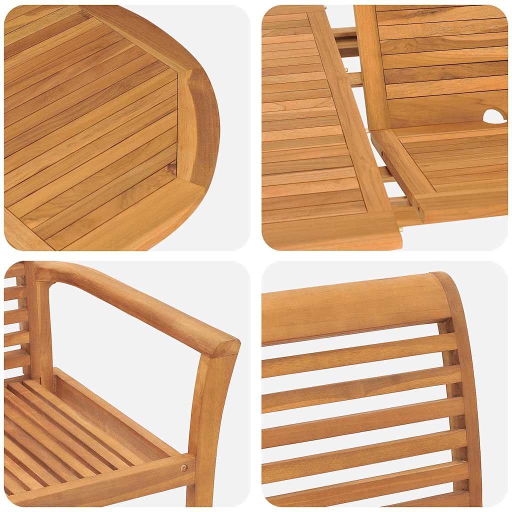 Tuin eettafelset 5 pcs Bruin Massief Teakhout
