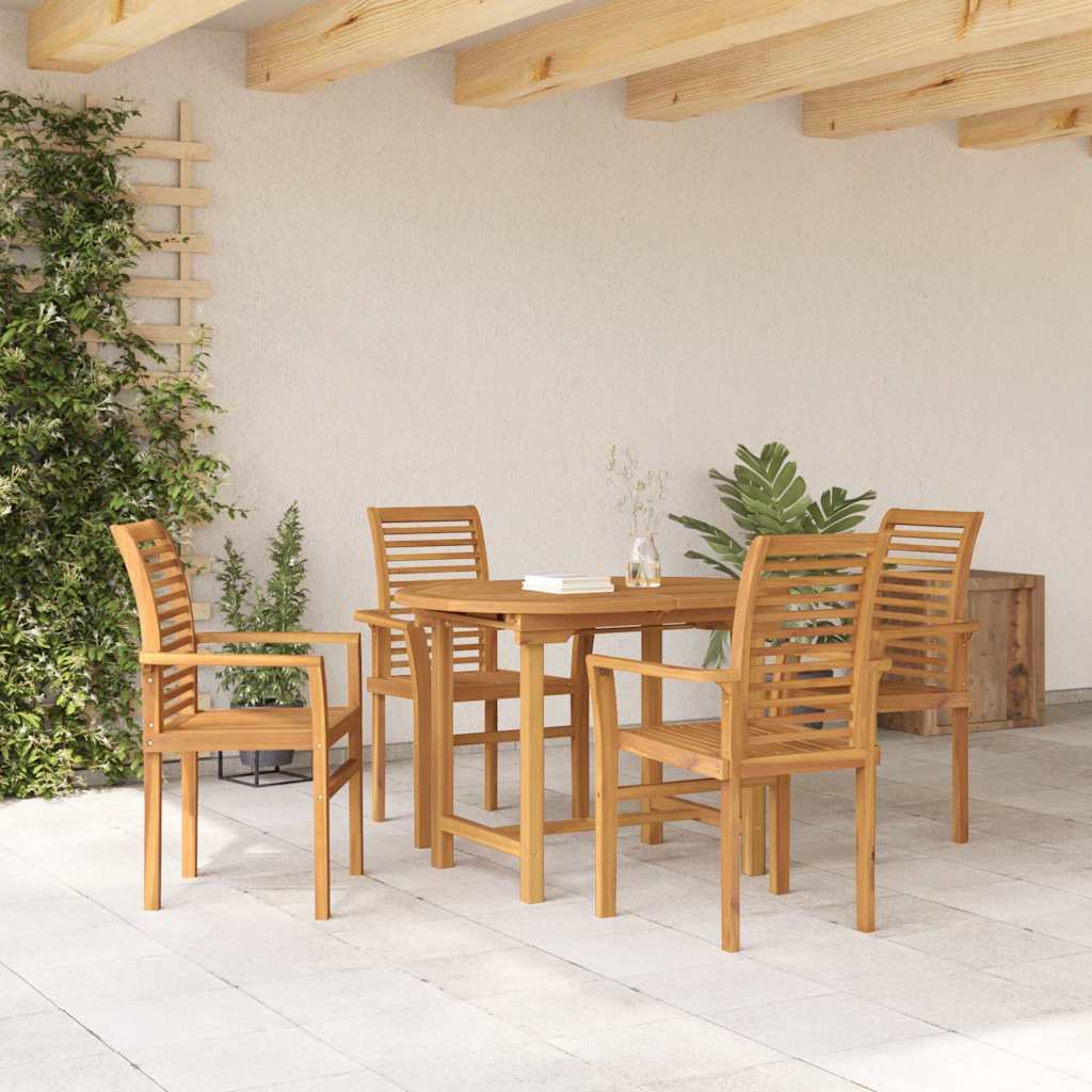 Tuin eettafelset 5 pcs Bruin Massief Teakhout