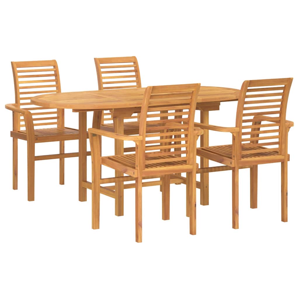 Tuin eettafelset 5 pcs Bruin Massief Teakhout