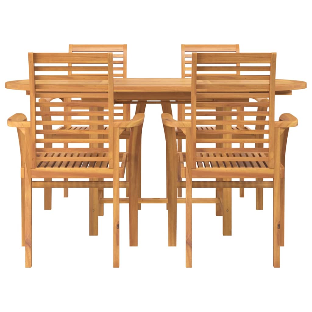 Tuin eettafelset 5 pcs Bruin Massief Teakhout