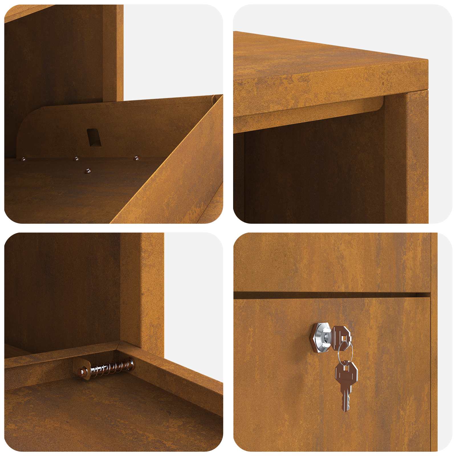Pakket inwerp box met slot Roestig 44 x 22 x 82 cm Cortenstaal is nu te koop bij PeponiXL, paradijselijk wonen!