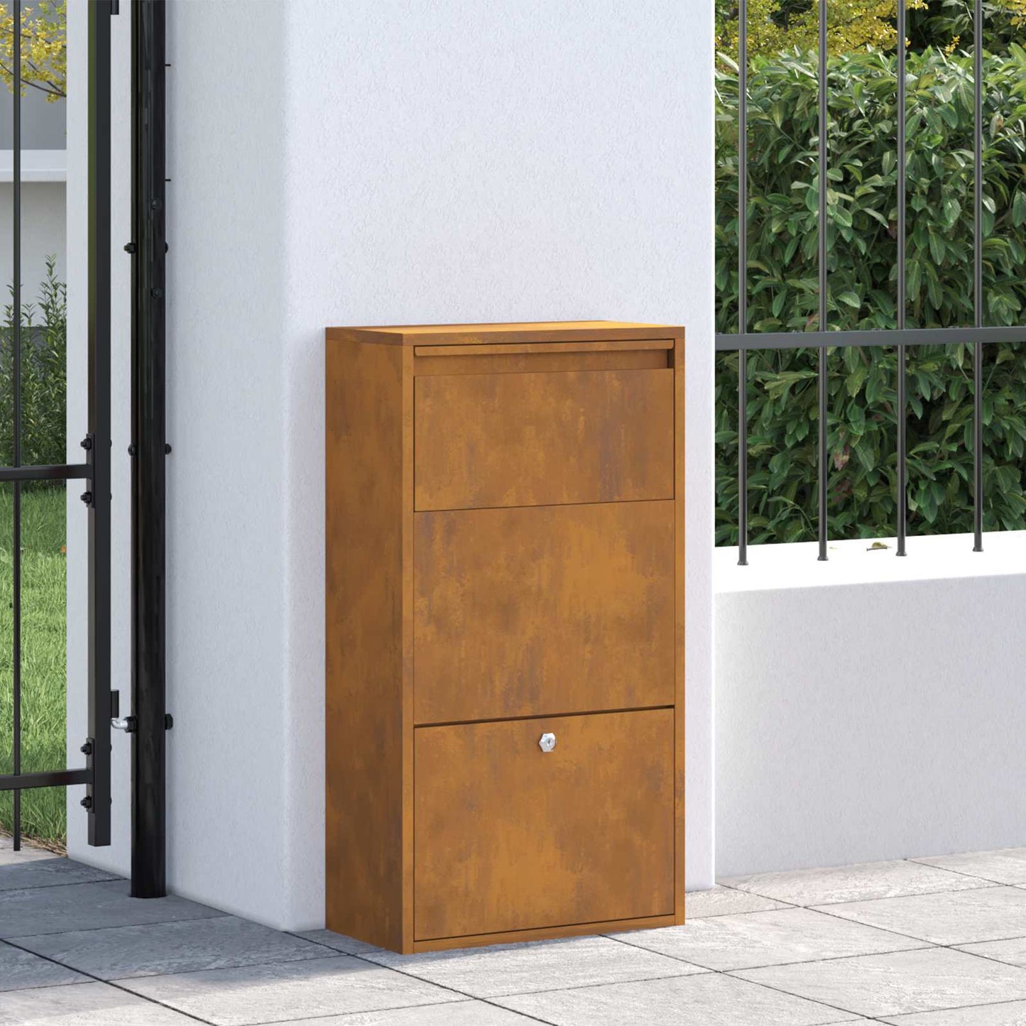 Pakket inwerp box met slot Roestig 44 x 22 x 82 cm Cortenstaal is nu te koop bij PeponiXL, paradijselijk wonen!