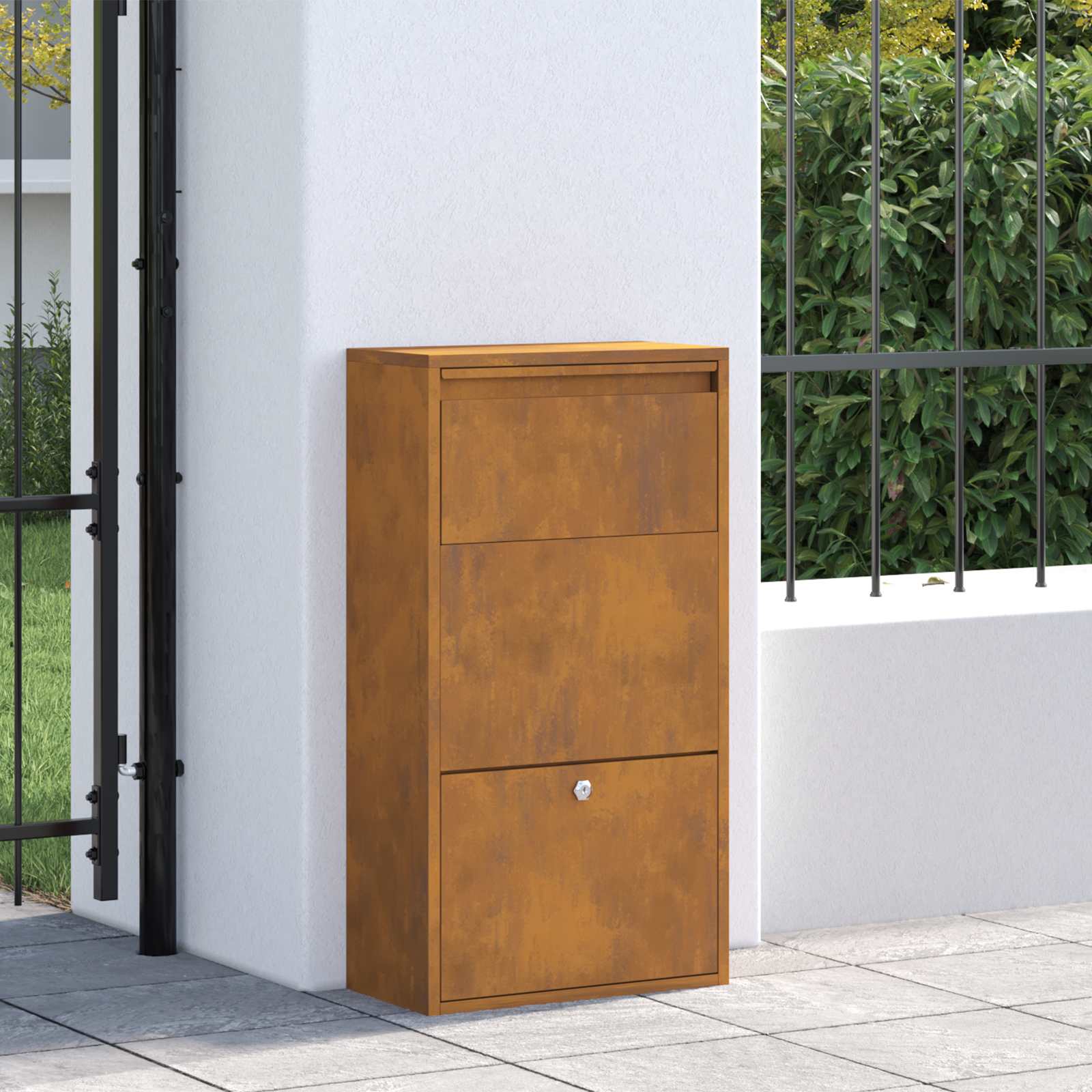Pakket inwerp box met slot Roestig 44 x 22 x 82 cm Cortenstaal is nu te koop bij PeponiXL, paradijselijk wonen!