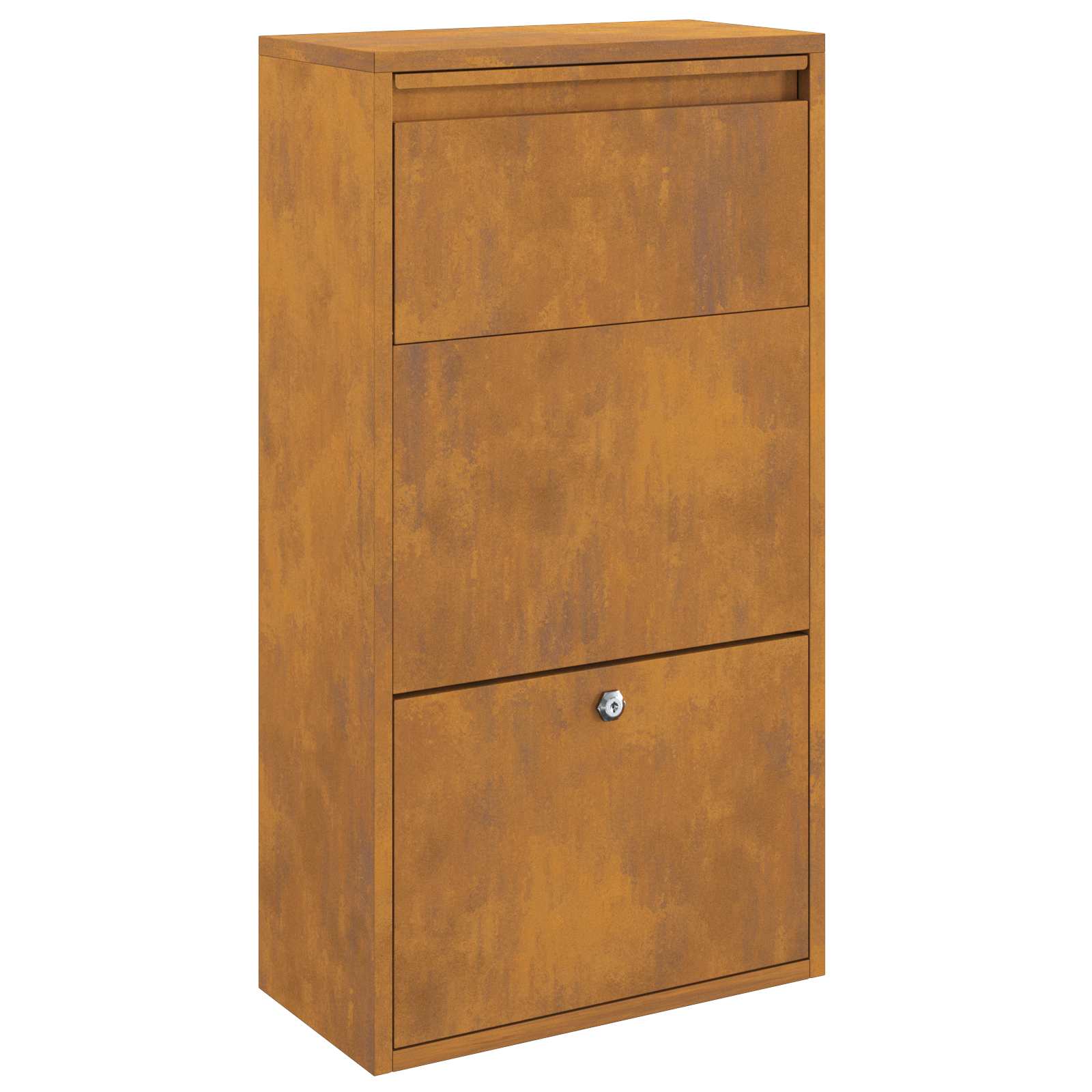 Pakket inwerp box met slot Roestig 44 x 22 x 82 cm Cortenstaal is nu te koop bij PeponiXL, paradijselijk wonen!
