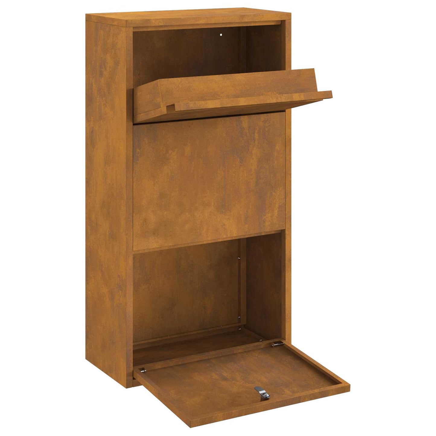Pakket inwerp box met slot Roestig 44 x 22 x 82 cm Cortenstaal is nu te koop bij PeponiXL, paradijselijk wonen!