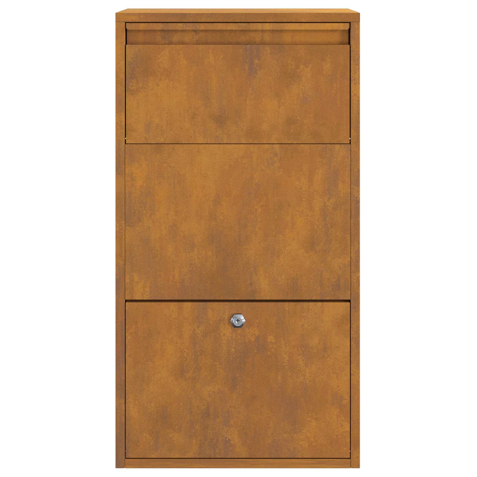 Pakket inwerp box met slot Roestig 44 x 22 x 82 cm Cortenstaal is nu te koop bij PeponiXL, paradijselijk wonen!
