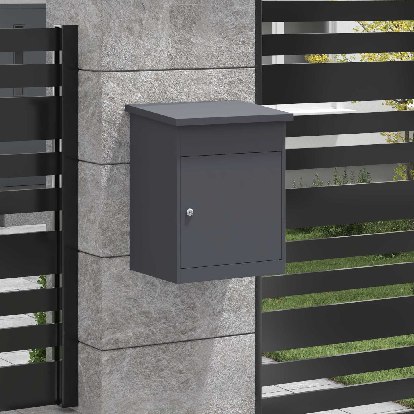 Pakket inwerp box met opslag Antraciet 47,5 x 38 x 59 cm Staal is nu te koop bij PeponiXL, paradijselijk wonen!