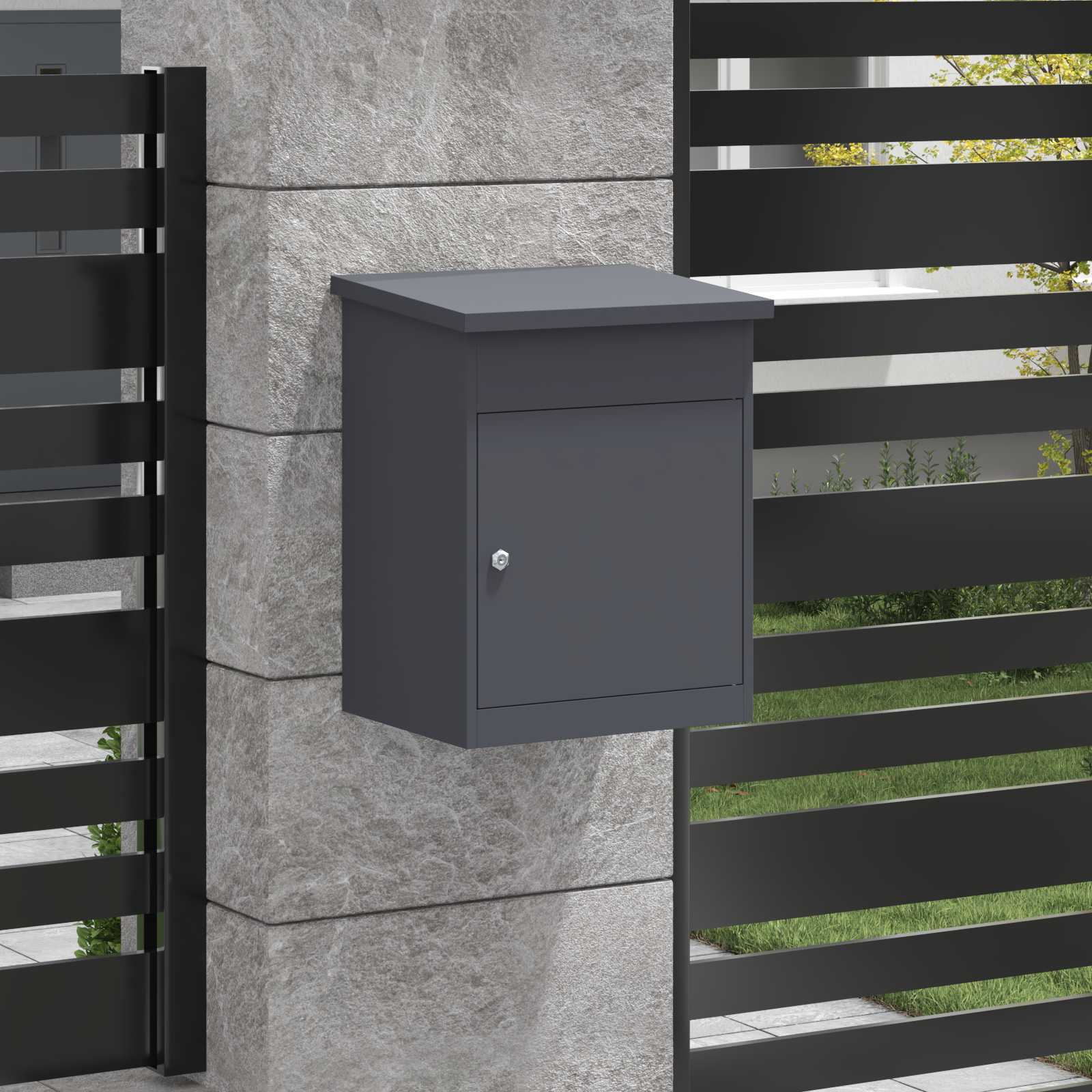 Pakket inwerp box met opslag Antraciet 47,5 x 38 x 59 cm Staal is nu te koop bij PeponiXL, paradijselijk wonen!