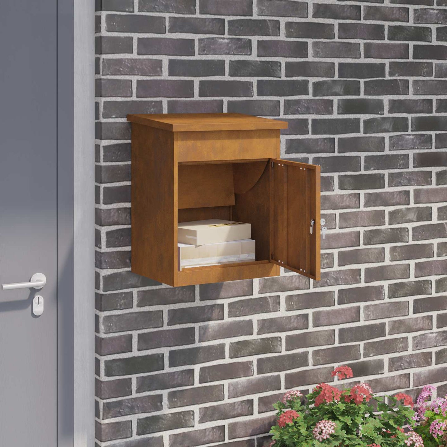 Pakket inwerp box Roestig 47,5 x 38 x 59 cm Cortenstaal is nu te koop bij PeponiXL, paradijselijk wonen!