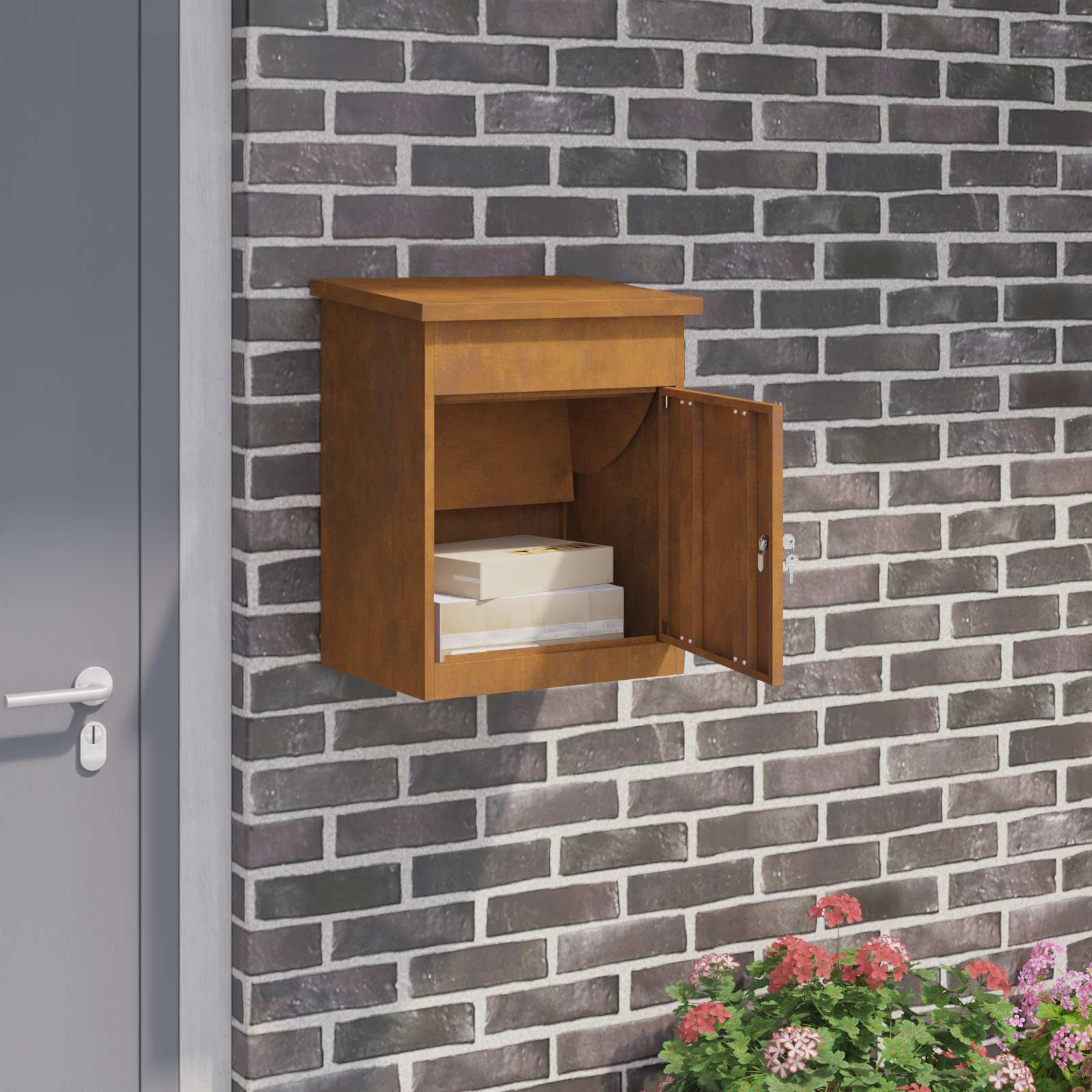 Pakket inwerp box Roestig 47,5 x 38 x 59 cm Cortenstaal is nu te koop bij PeponiXL, paradijselijk wonen!