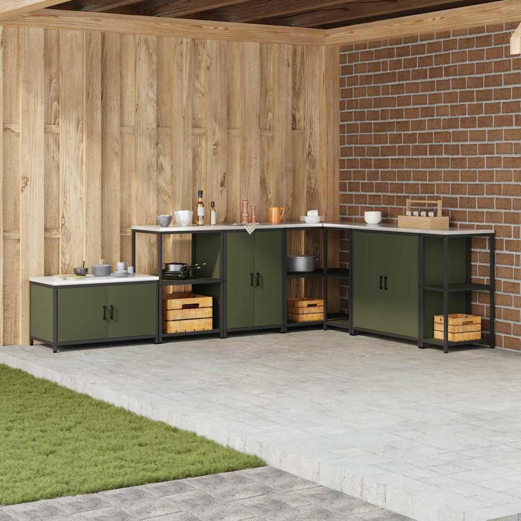 Keukenopslag met plank Olijf Groen 60 x 50 x 92 cm Staal is nu te koop bij PeponiXL, paradijselijk wonen!