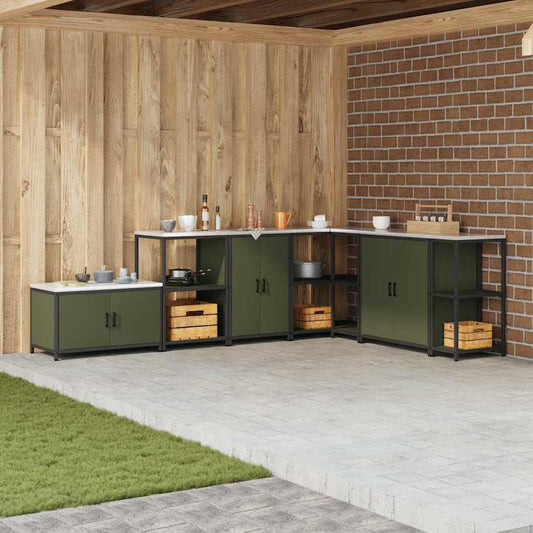 Keukenopslag met plank Olijf Groen 60 x 50 x 92 cm Staal is nu te koop bij PeponiXL, paradijselijk wonen!
