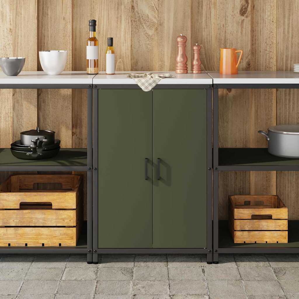 Keukenopslag met plank Olijf Groen 60 x 50 x 92 cm Staal is nu te koop bij PeponiXL, paradijselijk wonen!