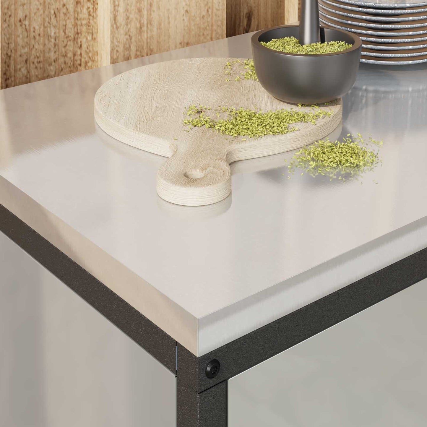 Keukenopslag met plank met opslag Zilver 90 x 50 x 53 cm Staal is nu te koop bij PeponiXL, paradijselijk wonen!