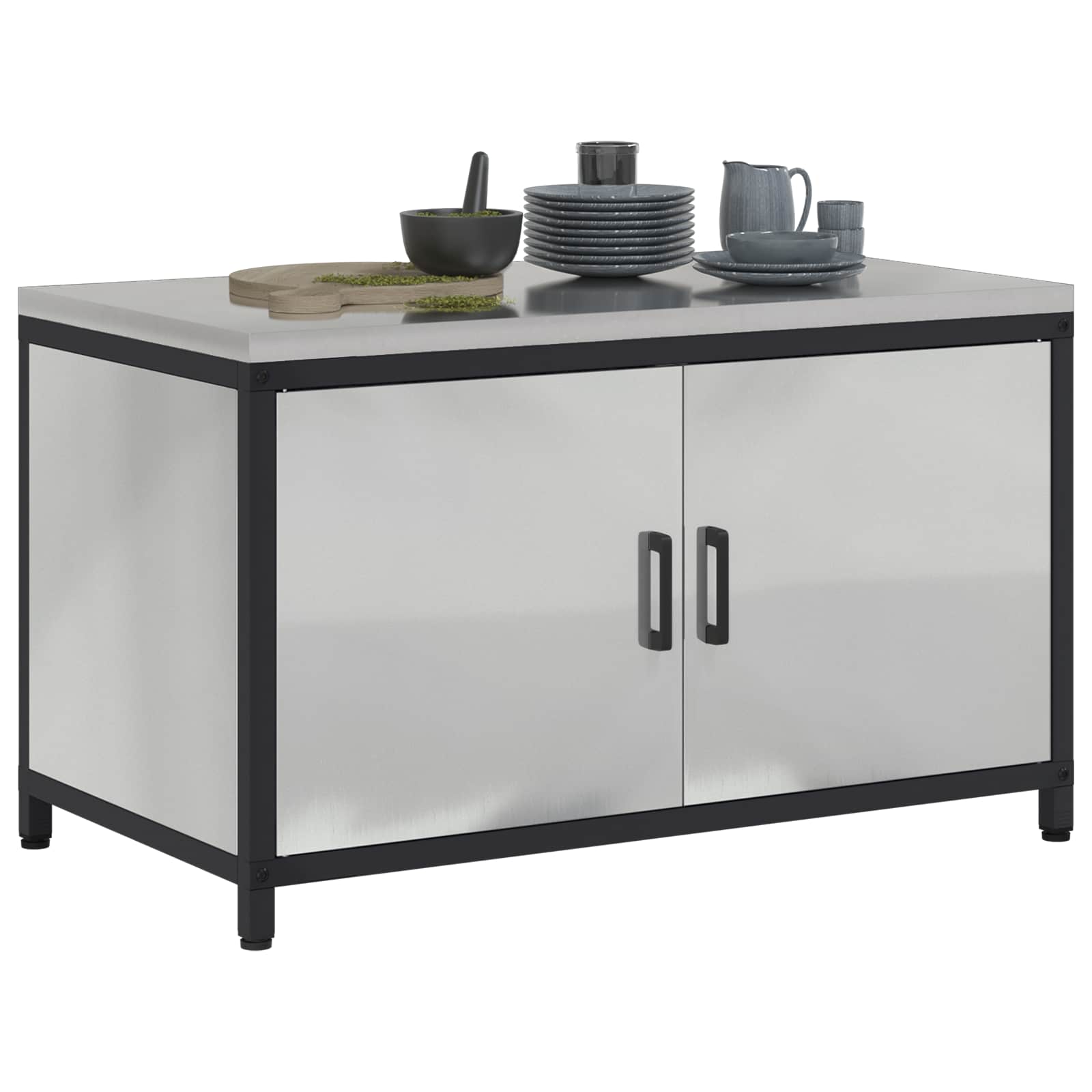 Keukenopslag met plank met opslag Zilver 90 x 50 x 53 cm Staal is nu te koop bij PeponiXL, paradijselijk wonen!