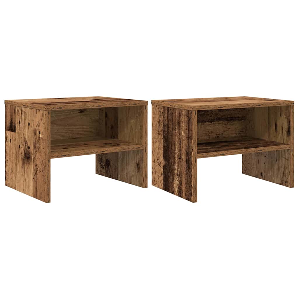 Nachtkastje 2 pcs Oud hout 40 x 40 x 30 cm Bewerkt hout is nu te koop bij PeponiXL, paradijselijk wonen!