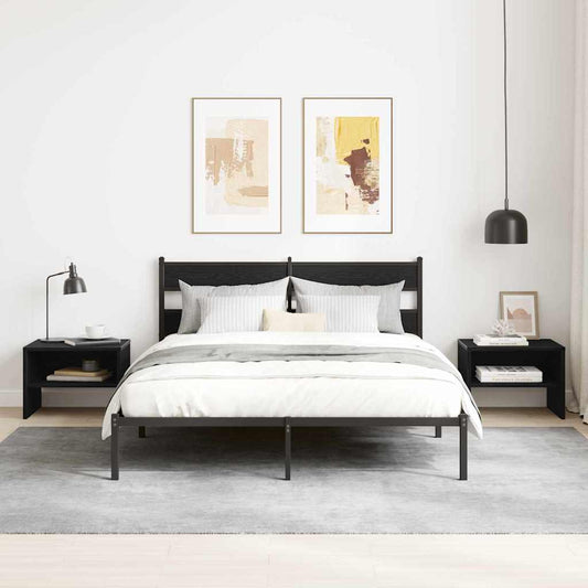Nachtkastje 2 pcs Zwart eiken 40 x 40 x 30 cm Bewerkt hout is nu te koop bij PeponiXL, paradijselijk wonen!