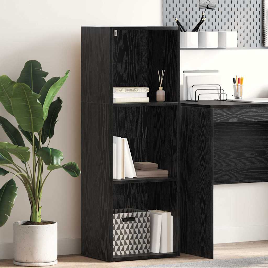 Boekenkast Zwart Eiken 40 x 30 x 114 cm Bewerkt hout is nu te koop bij PeponiXL, paradijselijk wonen!