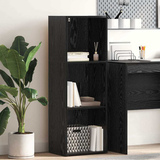 Boekenkast Zwart Eiken 40 x 30 x 114 cm Bewerkt hout is nu te koop bij PeponiXL, paradijselijk wonen!