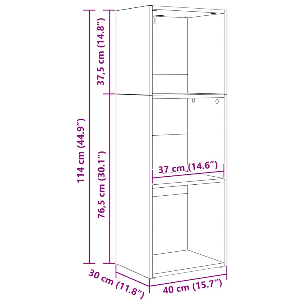 Boekenkast Zwart Eiken 40 x 30 x 114 cm Bewerkt hout is nu te koop bij PeponiXL, paradijselijk wonen!
