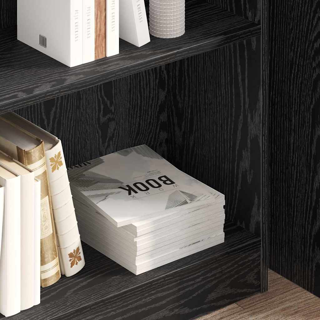 Boekenkast Zwart Eiken 80 x 24 x 76 cm Bewerkt hout is nu te koop bij PeponiXL, paradijselijk wonen!
