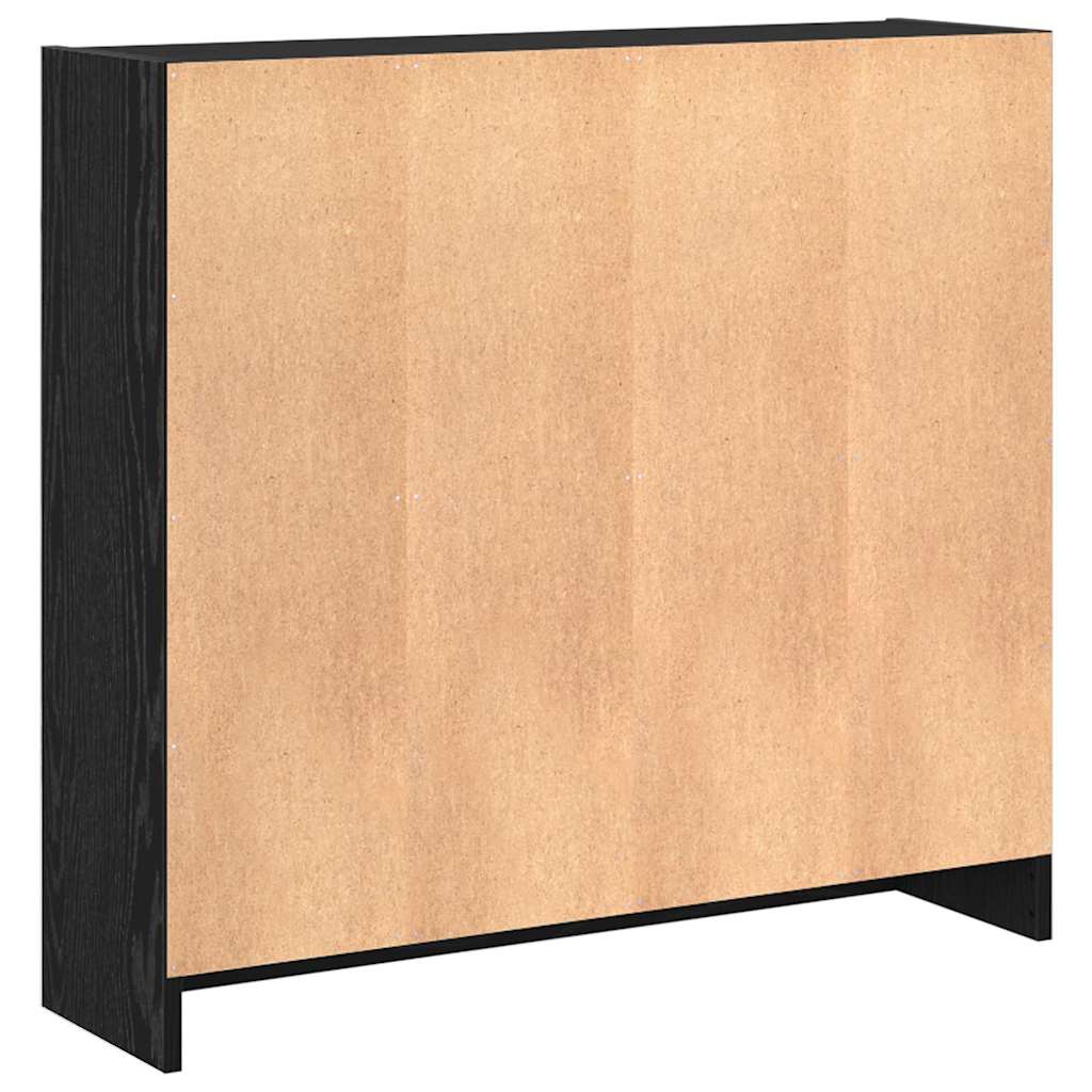 Boekenkast Zwart Eiken 80 x 24 x 76 cm Bewerkt hout is nu te koop bij PeponiXL, paradijselijk wonen!