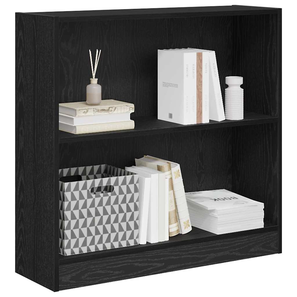 Boekenkast Zwart Eiken 80 x 24 x 76 cm Bewerkt hout is nu te koop bij PeponiXL, paradijselijk wonen!