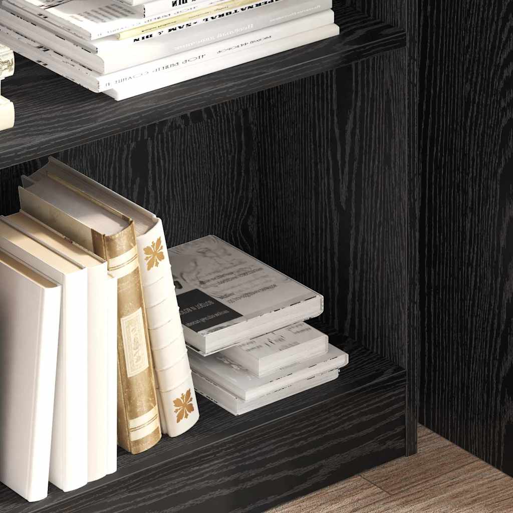 Boekenkast Zwart Eiken 80 x 24 x 109 cm Bewerkt hout is nu te koop bij PeponiXL, paradijselijk wonen!