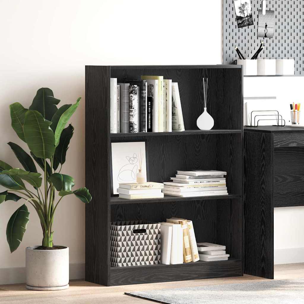 Boekenkast Zwart Eiken 80 x 24 x 109 cm Bewerkt hout is nu te koop bij PeponiXL, paradijselijk wonen!