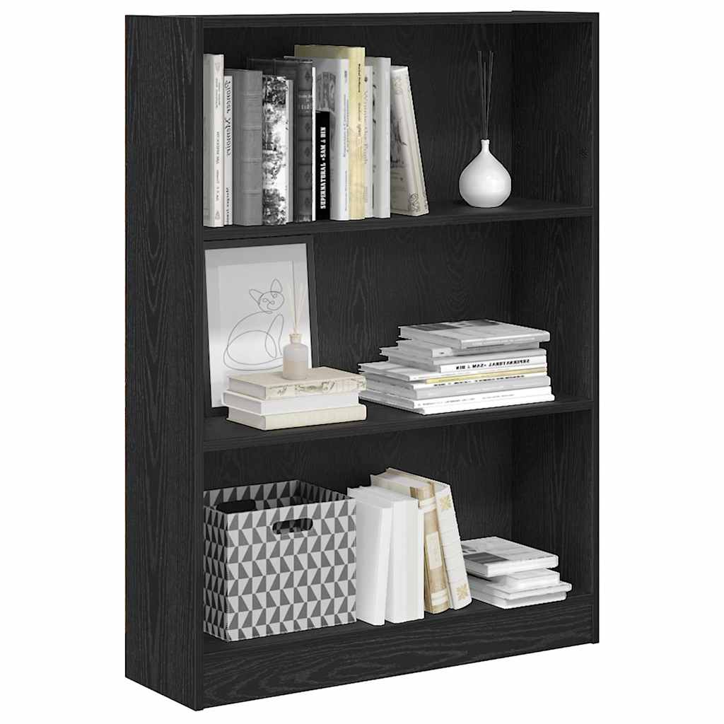 Boekenkast Zwart Eiken 80 x 24 x 109 cm Bewerkt hout is nu te koop bij PeponiXL, paradijselijk wonen!