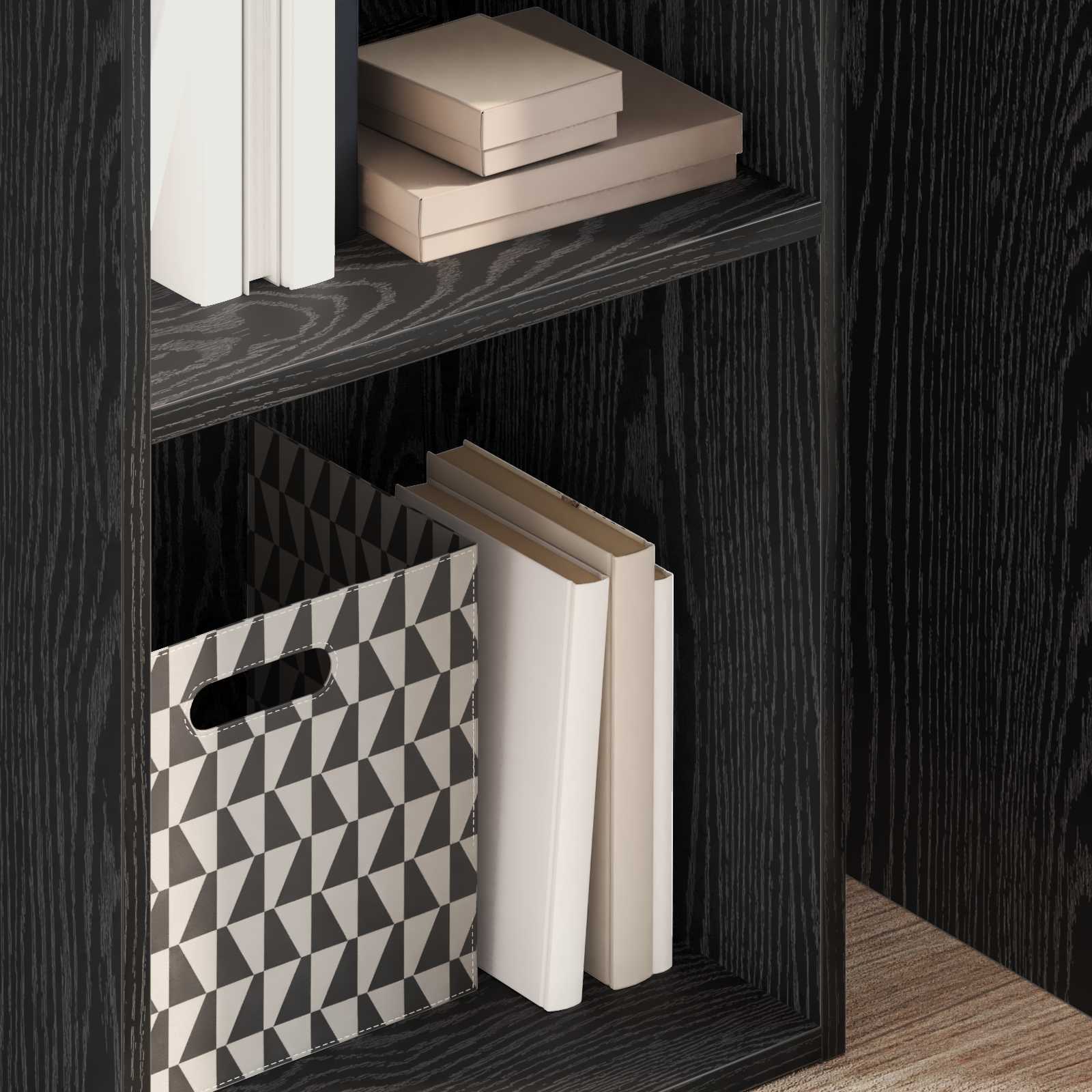 Boekenkast Zwart Eiken 40 x 30 x 152 cm Bewerkt hout is nu te koop bij PeponiXL, paradijselijk wonen!