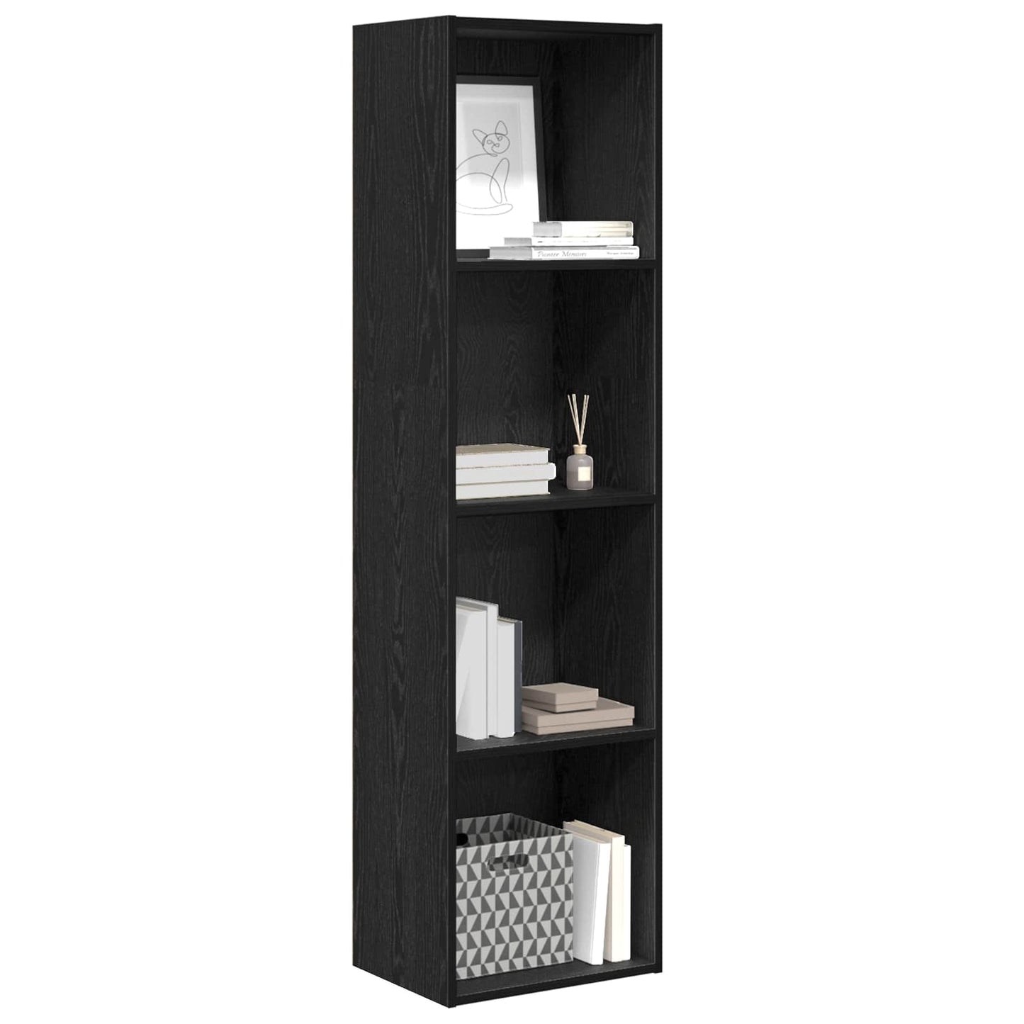 Boekenkast Zwart Eiken 40 x 30 x 152 cm Bewerkt hout is nu te koop bij PeponiXL, paradijselijk wonen!