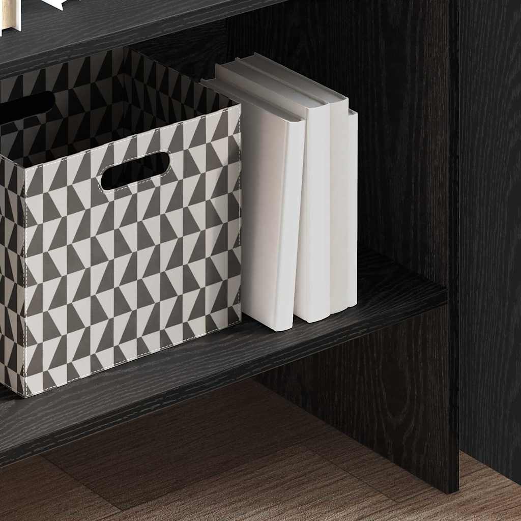 Boekenkast Zwart Eiken 60 x 35 x 180 cm Bewerkt hout is nu te koop bij PeponiXL, paradijselijk wonen!