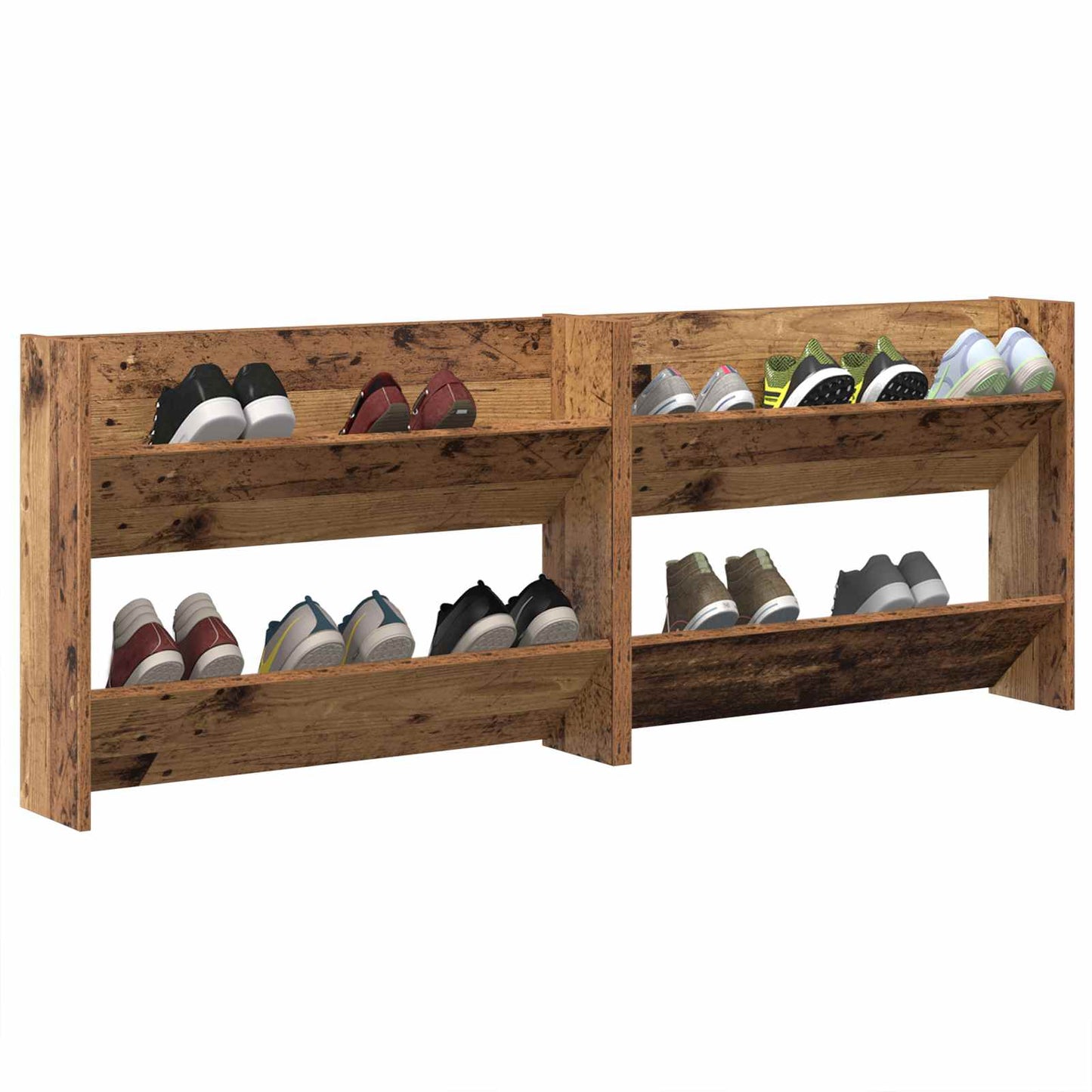 Schoenenkast 2 pcs Oud hout 80 x 18 x 60 cm Bewerkt hout is nu te koop bij PeponiXL, paradijselijk wonen!
