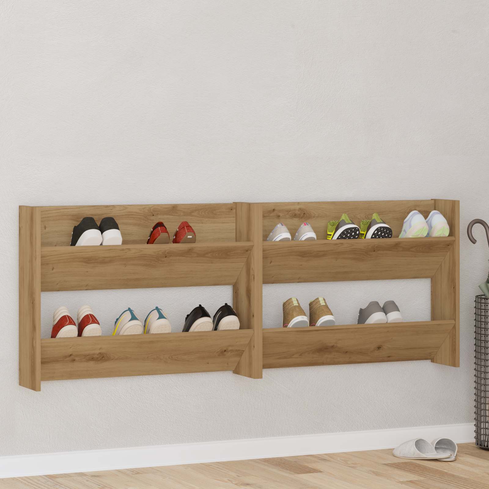 Schoenenkast 2 pcs Artisan Eiken 81 x 18 x 60 cm Bewerkt hout is nu te koop bij PeponiXL, paradijselijk wonen!