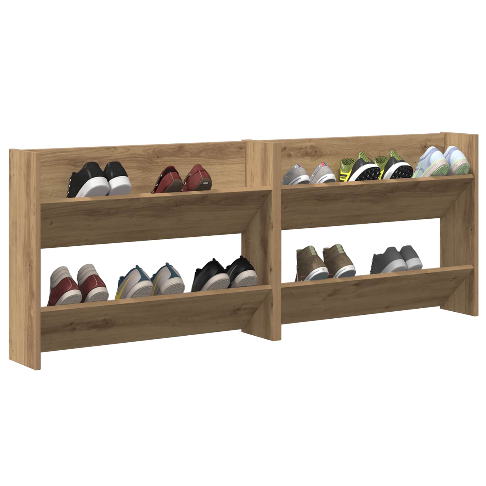 Schoenenkast 2 pcs Artisan Eiken 81 x 18 x 60 cm Bewerkt hout is nu te koop bij PeponiXL, paradijselijk wonen!