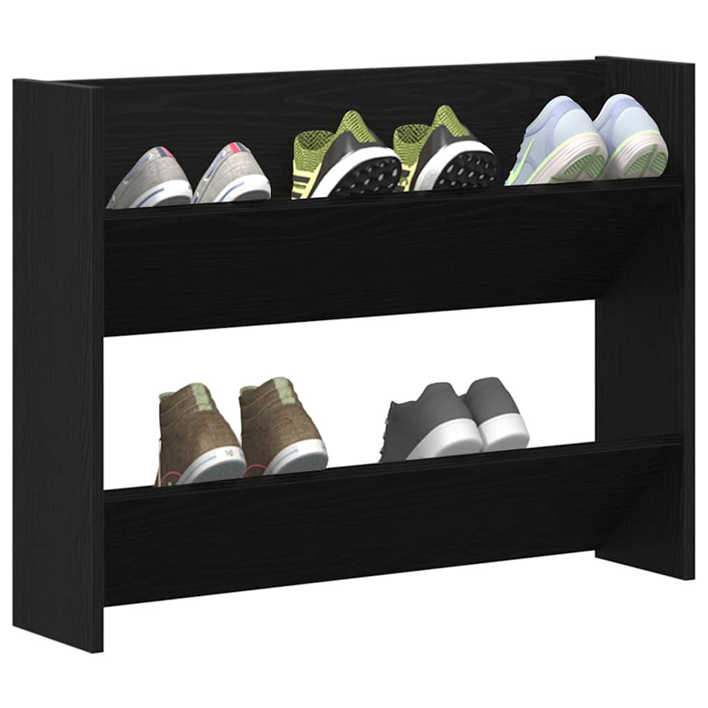 Schoenenkast met plank Zwart Eiken 82 x 18 x 60 cm Bewerkt hout is nu te koop bij PeponiXL, paradijselijk wonen!