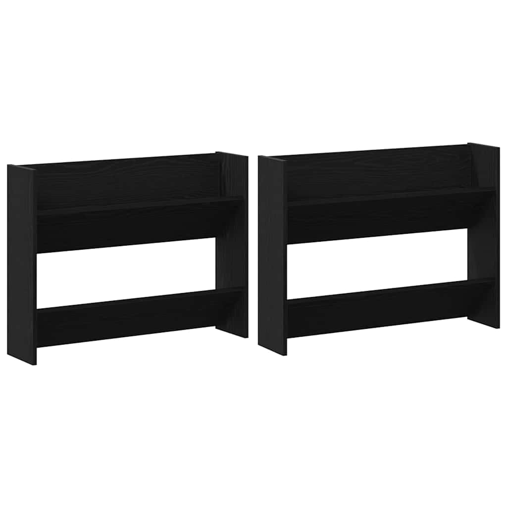 Schoenenkast 2 pcs Zwart Eiken 83 x 18 x 60 cm Bewerkt hout is nu te koop bij PeponiXL, paradijselijk wonen!