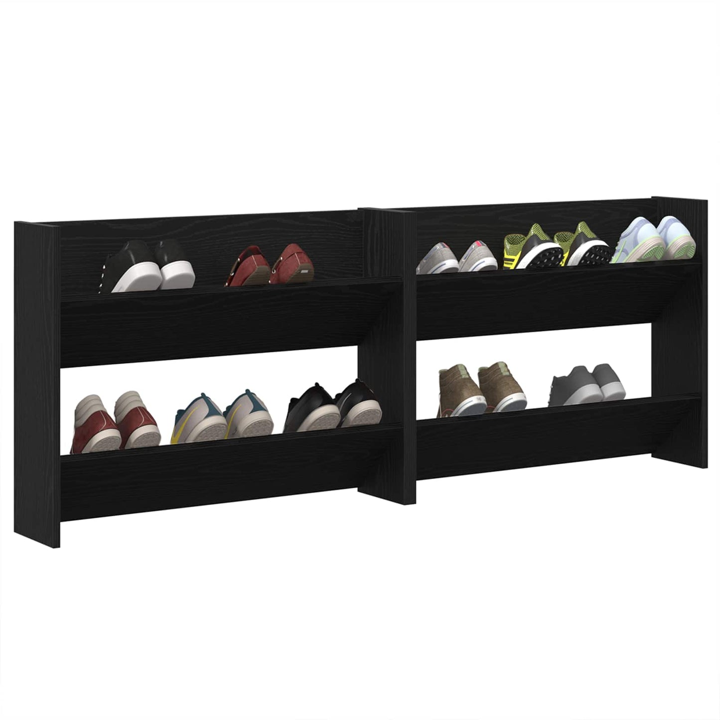 Schoenenkast 2 pcs Zwart Eiken 83 x 18 x 60 cm Bewerkt hout is nu te koop bij PeponiXL, paradijselijk wonen!