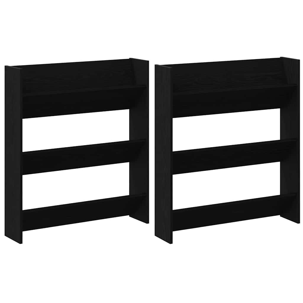 Schoenenkast 2 pcs Zwart Eiken 86 x 18 x 90 cm Bewerkt hout is nu te koop bij PeponiXL, paradijselijk wonen!