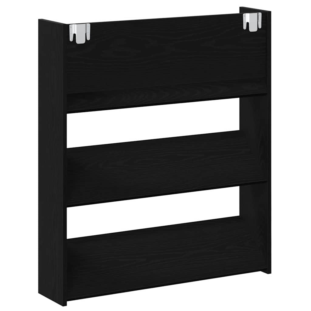 Schoenenkast 2 pcs Zwart Eiken 86 x 18 x 90 cm Bewerkt hout is nu te koop bij PeponiXL, paradijselijk wonen!