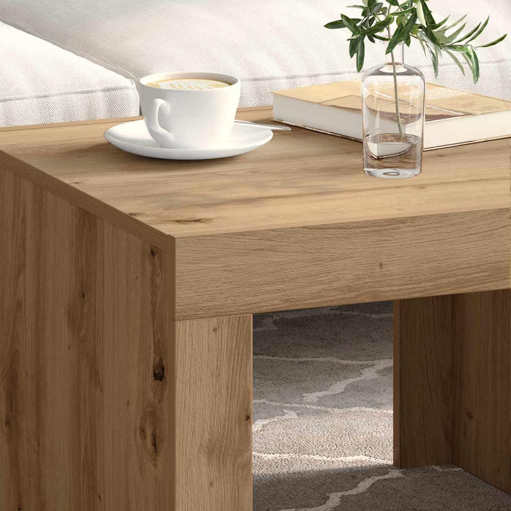 Salontafel Artisan Eiken 50 x 50 x 35 cm Bewerkt hout is nu te koop bij PeponiXL, paradijselijk wonen!