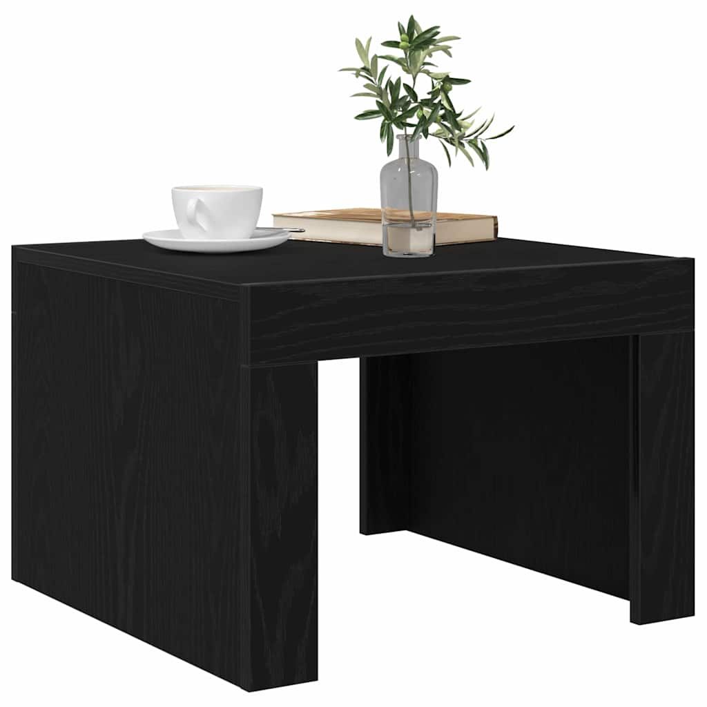 Salontafel Zwart Eiken 50 x 50 x 35 cm Bewerkt hout is nu te koop bij PeponiXL, paradijselijk wonen!