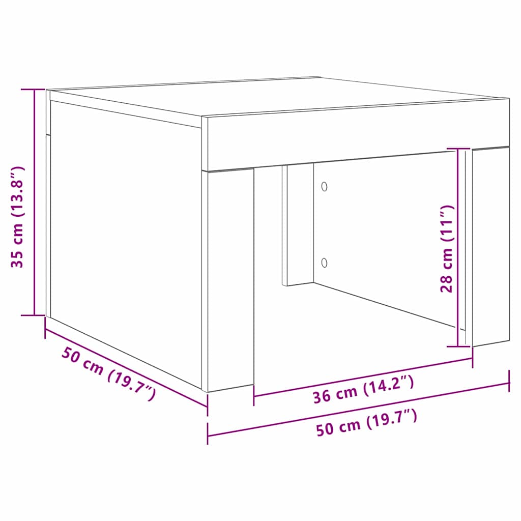 Salontafel Zwart Eiken 50 x 50 x 35 cm Bewerkt hout is nu te koop bij PeponiXL, paradijselijk wonen!
