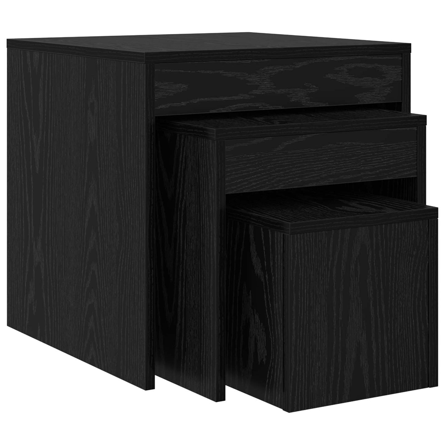 Salontafel 3 pcs Zwart Eiken Bewerkt hout is nu te koop bij PeponiXL, paradijselijk wonen!