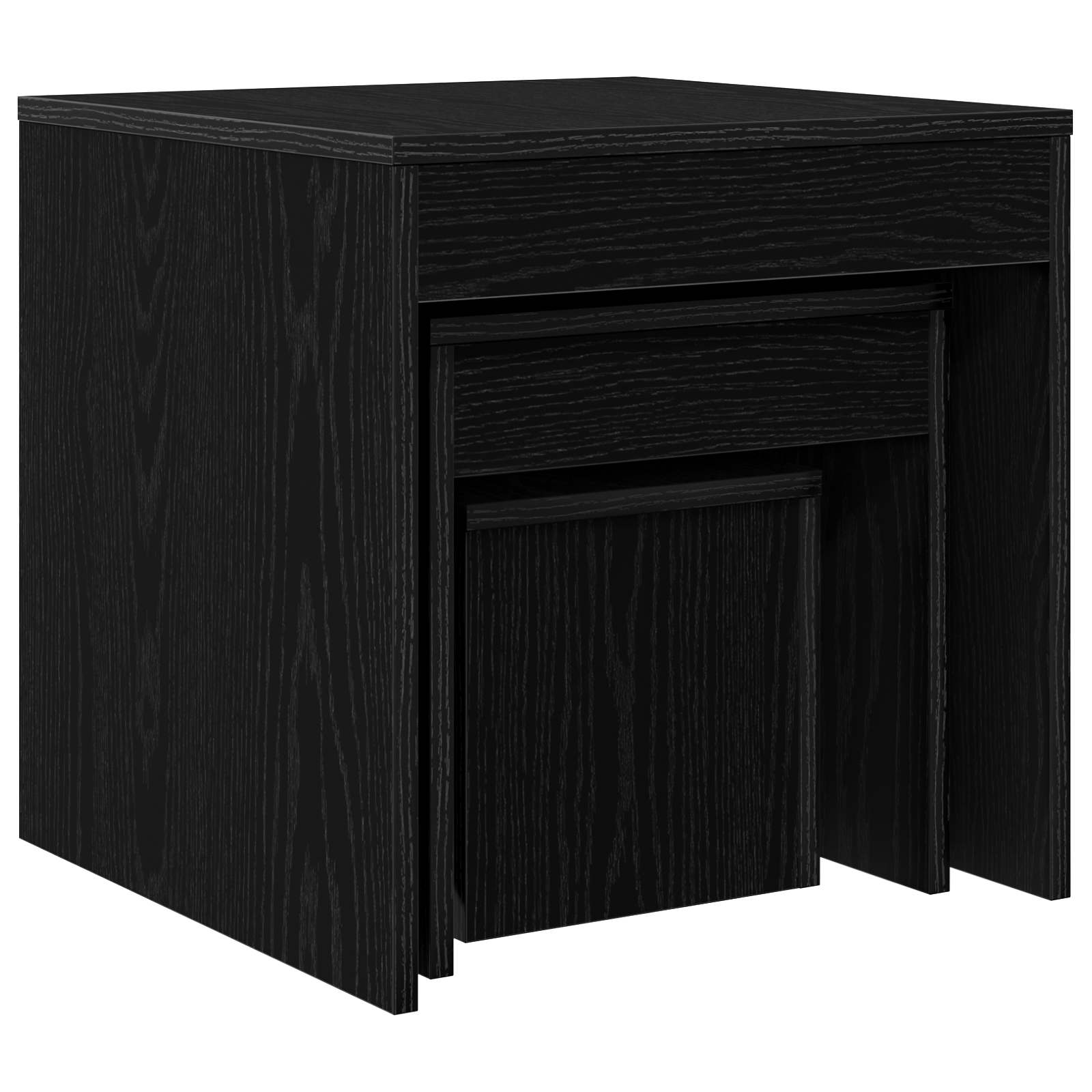 Salontafel 3 pcs Zwart Eiken Bewerkt hout is nu te koop bij PeponiXL, paradijselijk wonen!